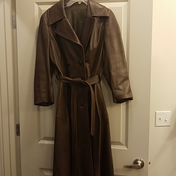 Leather trenchcoat length with pockets - Picture 2 of 6
